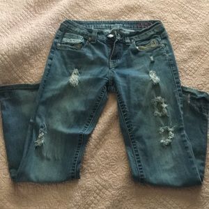 Cowgirl Tuff Distressed Bootcut Jeans